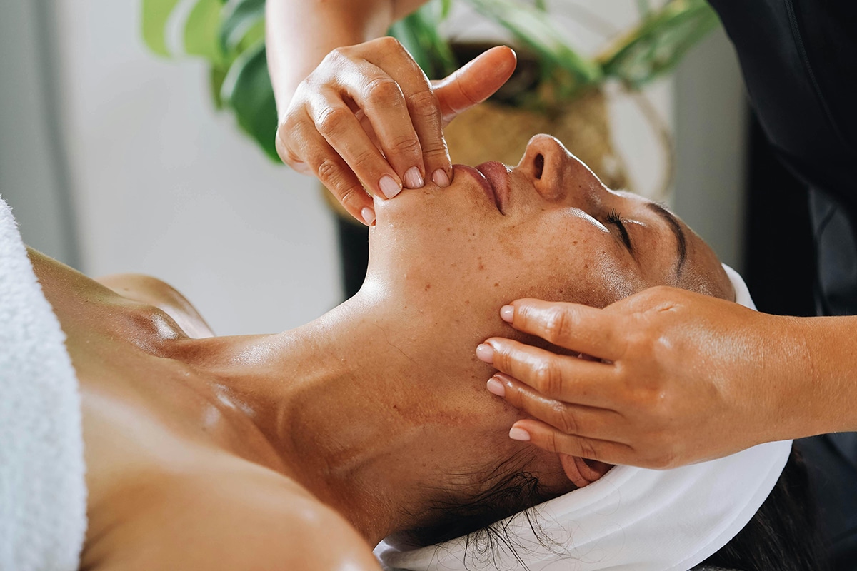 A lady undergoing facial beauty treatment